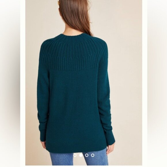 by Anthropologie Welford Tunic mock neck Pullover Sweater in Pine Green Small - Picture 9 of 11
